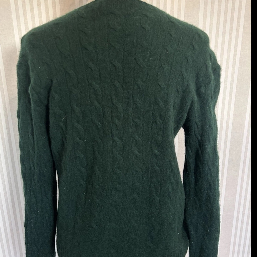 Polo Ralph Lauren Women’s Sweater Wool & Cashmere Large Dark Green Cable Knit - Picture 5 of 9